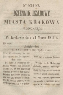 Dziennik Rządowy Miasta Krakowa i Jego Okręgu. 1849, nr 82-83