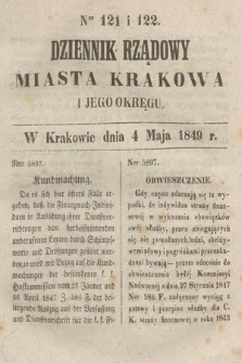 Dziennik Rządowy Miasta Krakowa i Jego Okręgu. 1849, nr 121-122