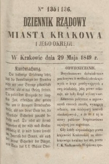 Dziennik Rządowy Miasta Krakowa i Jego Okręgu. 1849, nr 135-136