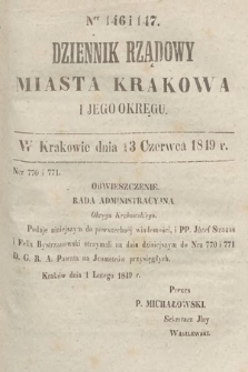 Dziennik Rządowy Miasta Krakowa i Jego Okręgu. 1849, nr 146-147