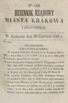 Dziennik Rządowy Miasta Krakowa i Jego Okręgu. 1849, nr 152