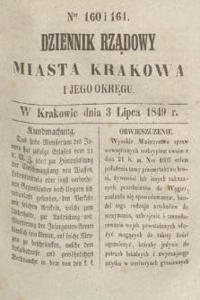 Dziennik Rządowy Miasta Krakowa i Jego Okręgu. 1849, nr 160-161