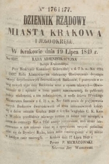 Dziennik Rządowy Miasta Krakowa i Jego Okręgu. 1849, nr 176-177