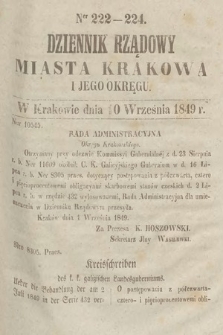 Dziennik Rządowy Miasta Krakowa i Jego Okręgu. 1849, nr 222-224