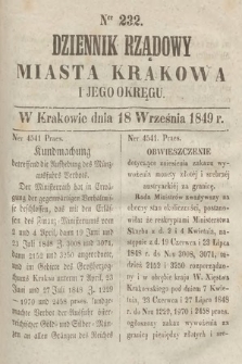 Dziennik Rządowy Miasta Krakowa i Jego Okręgu. 1849, nr 232