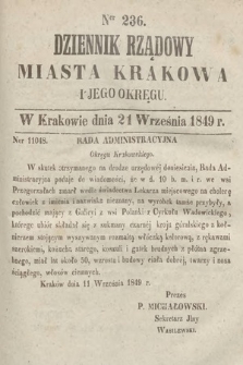 Dziennik Rządowy Miasta Krakowa i Jego Okręgu. 1849, nr 236