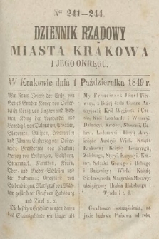 Dziennik Rządowy Miasta Krakowa i Jego Okręgu. 1849, nr 241-244