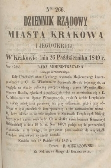 Dziennik Rządowy Miasta Krakowa i Jego Okręgu. 1849, nr 266