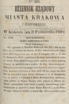 Dziennik Rządowy Miasta Krakowa i Jego Okręgu. 1849, nr 268