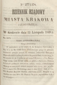 Dziennik Rządowy Miasta Krakowa i Jego Okręgu. 1849, nr 277-278