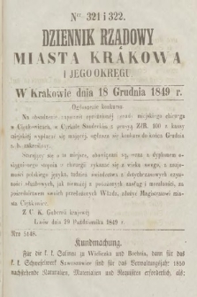 Dziennik Rządowy Miasta Krakowa i Jego Okręgu. 1849, nr 321-322
