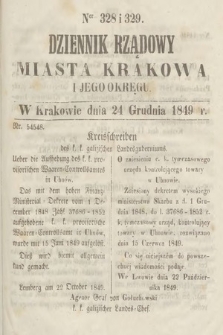 Dziennik Rządowy Miasta Krakowa i Jego Okręgu. 1849, nr 328-329