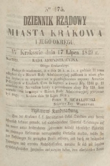Dziennik Rządowy Miasta Krakowa i Jego Okręgu. 1849, nr 175