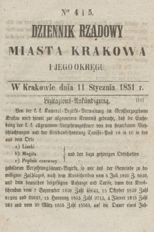 Dziennik Rządowy Miasta Krakowa i Jego Okręgu. 1851, nr 4-5