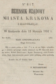Dziennik Rządowy Miasta Krakowa i Jego Okręgu. 1851, nr 6-7