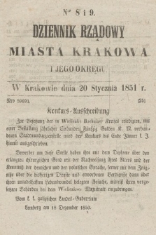 Dziennik Rządowy Miasta Krakowa i Jego Okręgu. 1851, nr 8-9