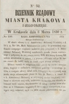 Dziennik Miasta Krakowa i Jego Okręgu. 1850, nr 52