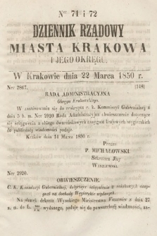 Dziennik Miasta Krakowa i Jego Okręgu. 1850, nr 71-72