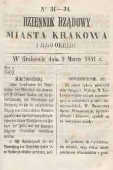 Dziennik Rządowy Misata Krakowa i Jego Okręgu. 1851, nr 31-34