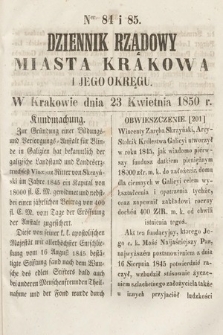 Dziennik Miasta Krakowa i Jego Okręgu. 1850, nr 84-85