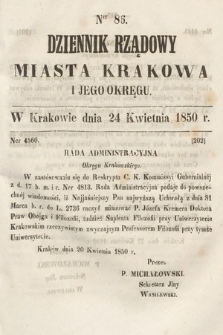 Dziennik Miasta Krakowa i Jego Okręgu. 1850, nr 86