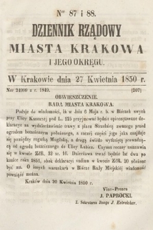 Dziennik Miasta Krakowa i Jego Okręgu. 1850, nr 87-88