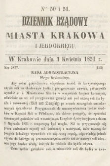 Dziennik Rządowy Misata Krakowa i Jego Okręgu. 1851, nr 50-51