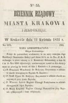 Dziennik Rządowy Misata Krakowa i Jego Okręgu. 1851, nr 55