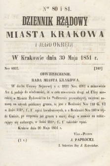 Dziennik Rządowy Misata Krakowa i Jego Okręgu. 1851, nr 80-81