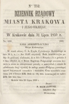 Dziennik Miasta Krakowa i Jego Okręgu. 1850, nr 152