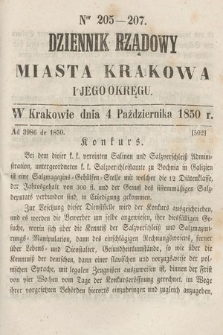 Dziennik Miasta Krakowa i Jego Okręgu. 1850, nr 205-207