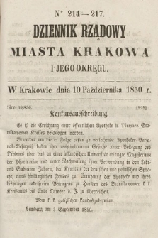 Dziennik Miasta Krakowa i Jego Okręgu. 1850, nr 214-217