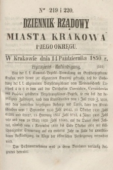 Dziennik Miasta Krakowa i Jego Okręgu. 1850, nr 219-220