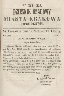 Dziennik Miasta Krakowa i Jego Okręgu. 1850, nr 225-227