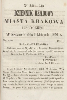 Dziennik Miasta Krakowa i Jego Okręgu. 1850, nr 241-243