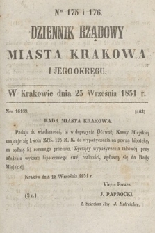 Dziennik Rządowy Misata Krakowa i Jego Okręgu. 1851, nr 175-176