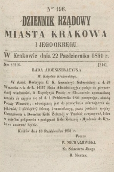 Dziennik Rządowy Misata Krakowa i Jego Okręgu. 1851, nr 196