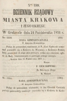 Dziennik Rządowy Misata Krakowa i Jego Okręgu. 1851, nr 199