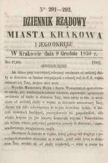 Dziennik Miasta Krakowa i Jego Okręgu. 1850, nr 291-293