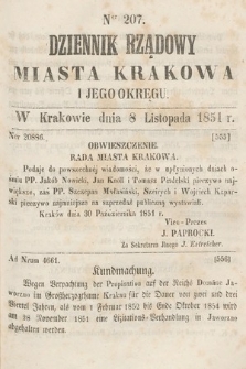 Dziennik Rządowy Misata Krakowa i Jego Okręgu. 1851, nr 207