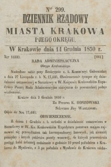 Dziennik Miasta Krakowa i Jego Okręgu. 1850, nr 299