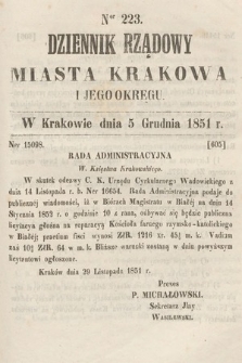 Dziennik Rządowy Misata Krakowa i Jego Okręgu. 1851, nr 223