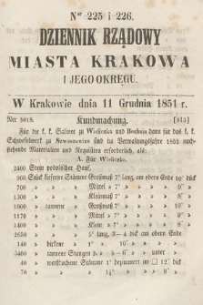 Dziennik Rządowy Misata Krakowa i Jego Okręgu. 1851, nr 225-226