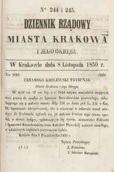 Dziennik Miasta Krakowa i Jego Okręgu. 1850, nr 244-245