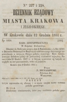 Dziennik Rządowy Misata Krakowa i Jego Okręgu. 1851, nr 227-228