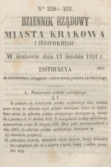 Dziennik Rządowy Misata Krakowa i Jego Okręgu. 1851, nr 229-232