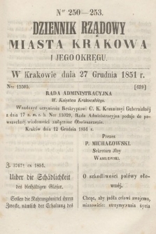 Dziennik Rządowy Misata Krakowa i Jego Okręgu. 1851, nr 250-253
