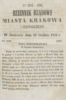 Dziennik Rządowy Misata Krakowa i Jego Okręgu. 1851, nr 254-256
