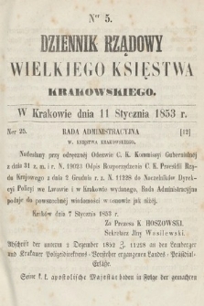 Dziennik Rządowy Wielkiego Księstwa Krakowskiego. 1853, nr 5