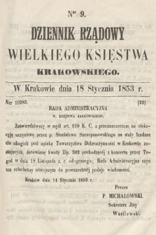 Dziennik Rządowy Wielkiego Księstwa Krakowskiego. 1853, nr 9